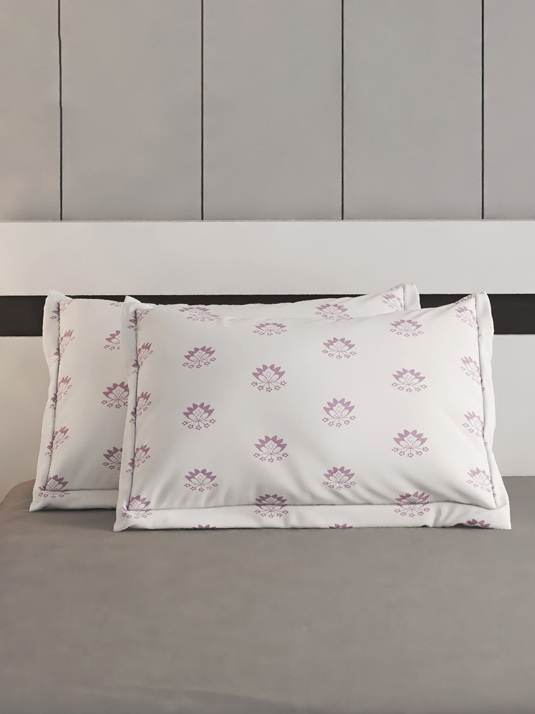

Home Centre Colour Refresh White 2 Pieces Floral Printed Pure Cotton Pillow Covers