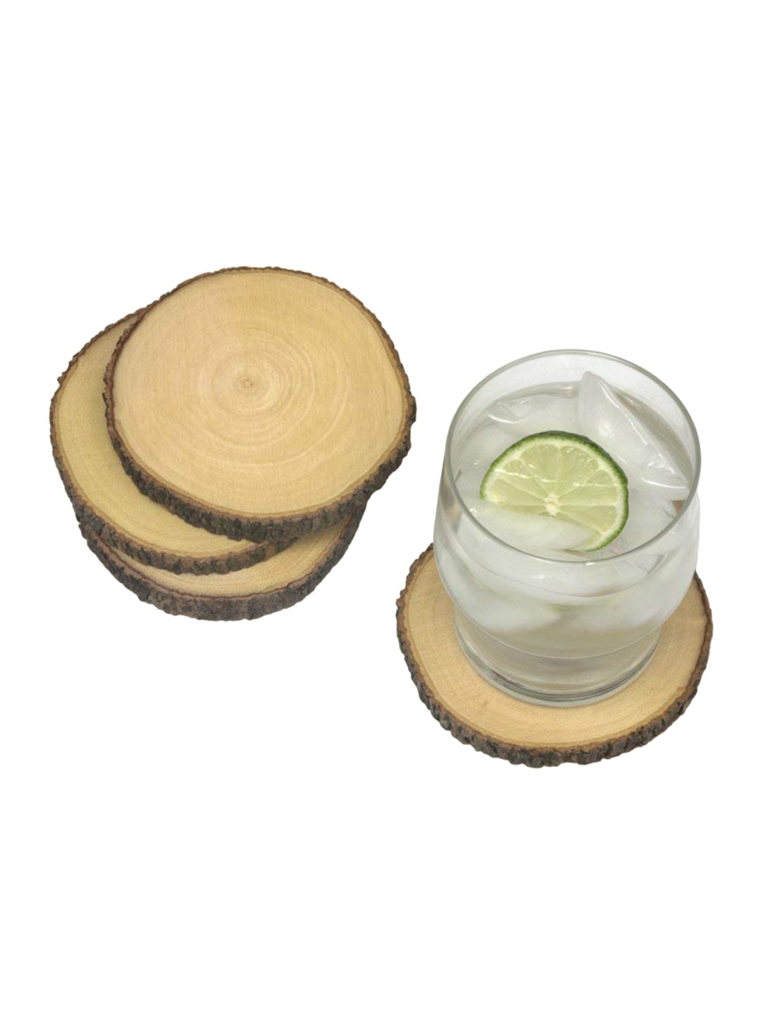 

WHITEWHALE Brown12 Pcs Wooden Coaster, Beige