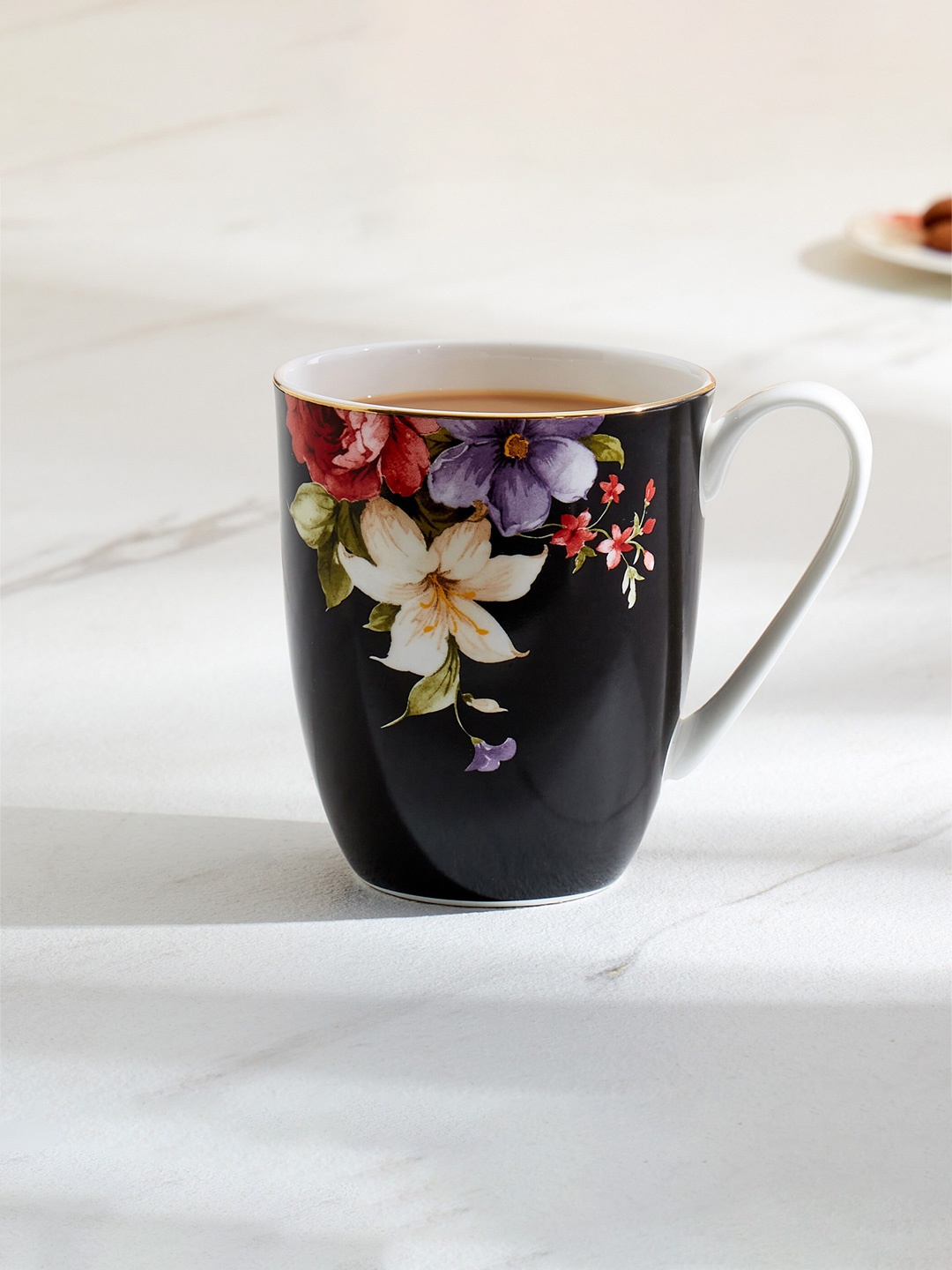 

Home Centre Black Floral Printed Mugs 350ml