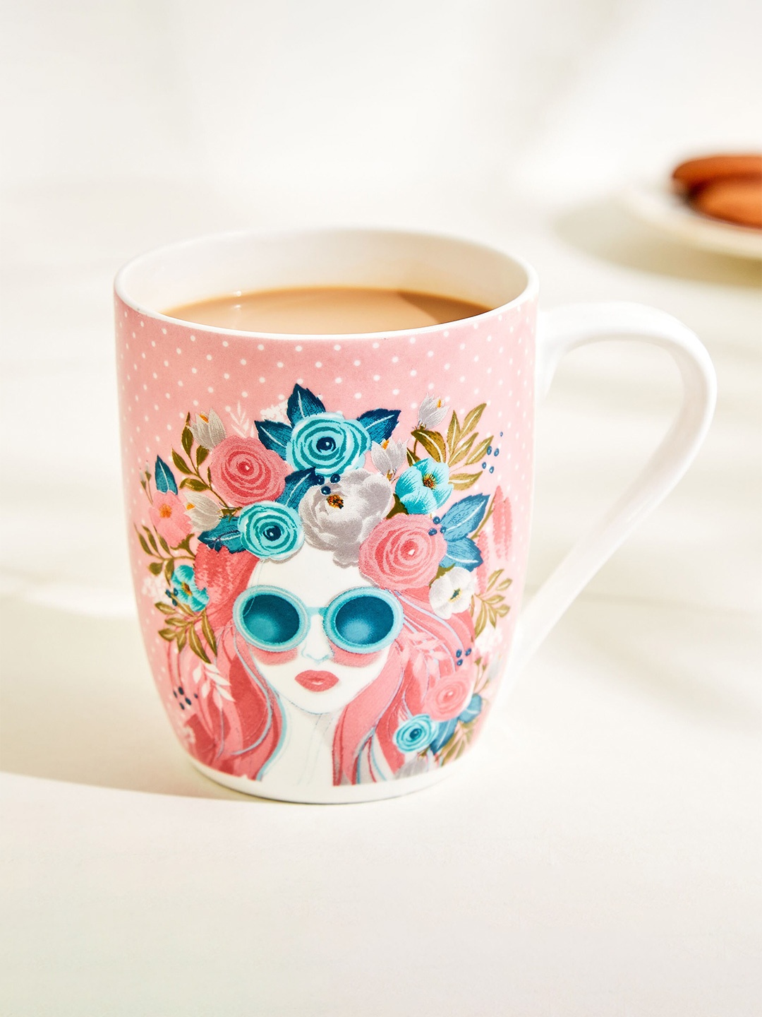 

Home Centre Pink & Blue Floral Glossy Printed Mugs 350ml
