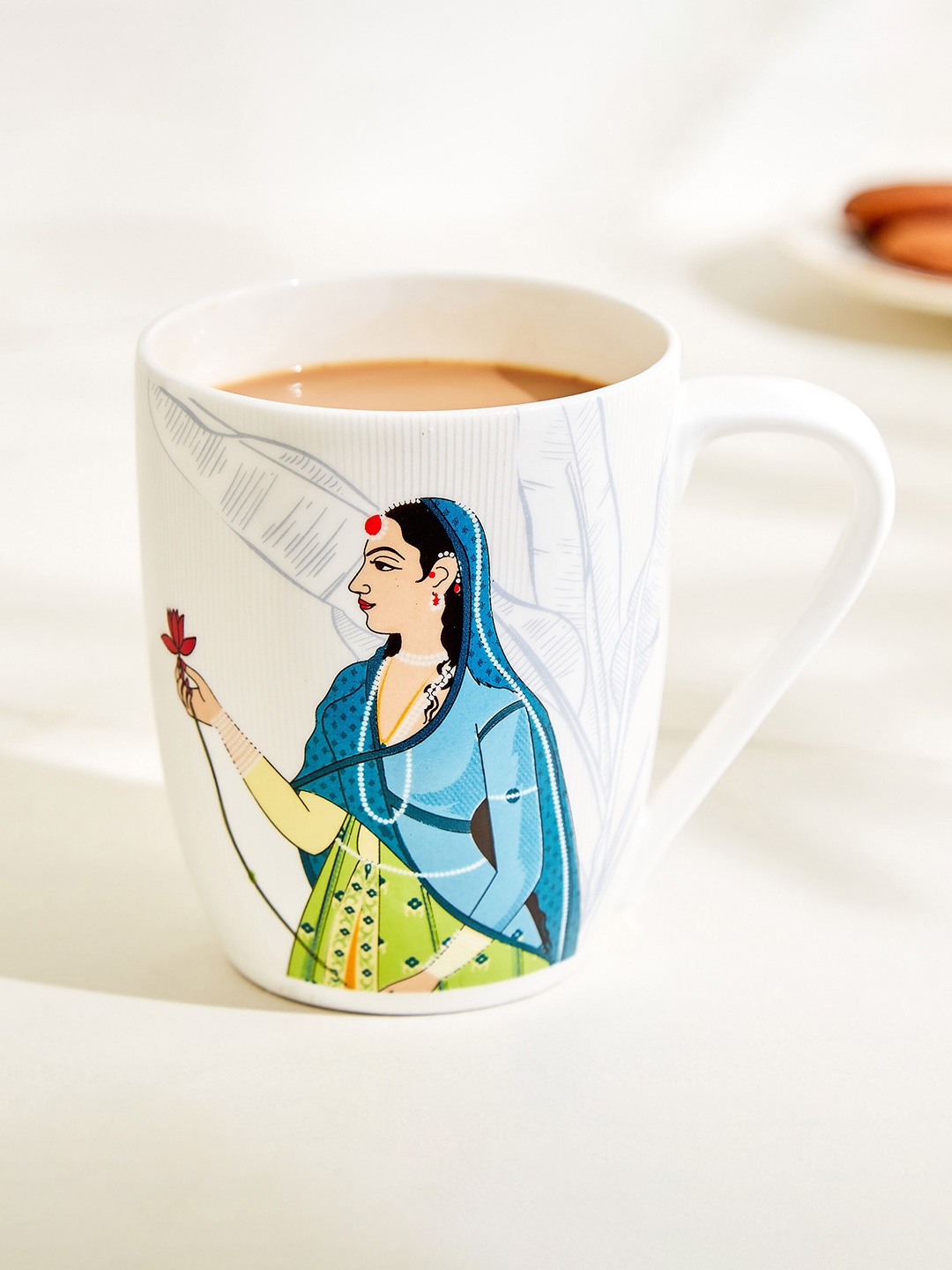 

Home Centre White Printed Bone China Printed Coffee Mug 350 ML