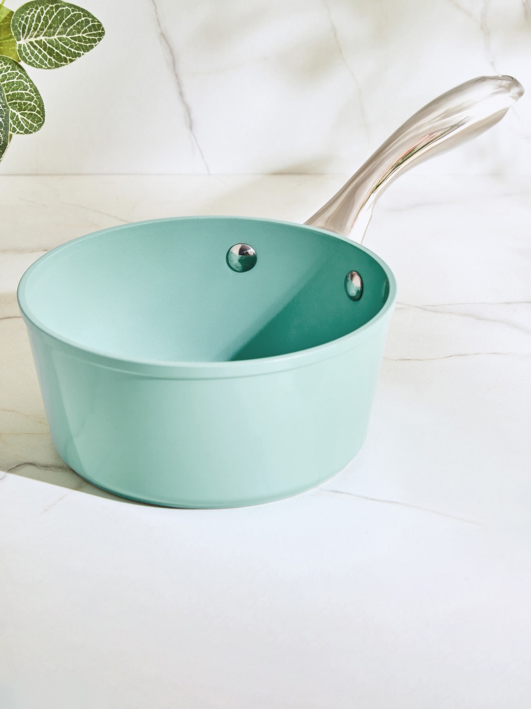 

Home Centre Colour Refresh Green & Steel Aluminium Non-Stick Sauce Pan