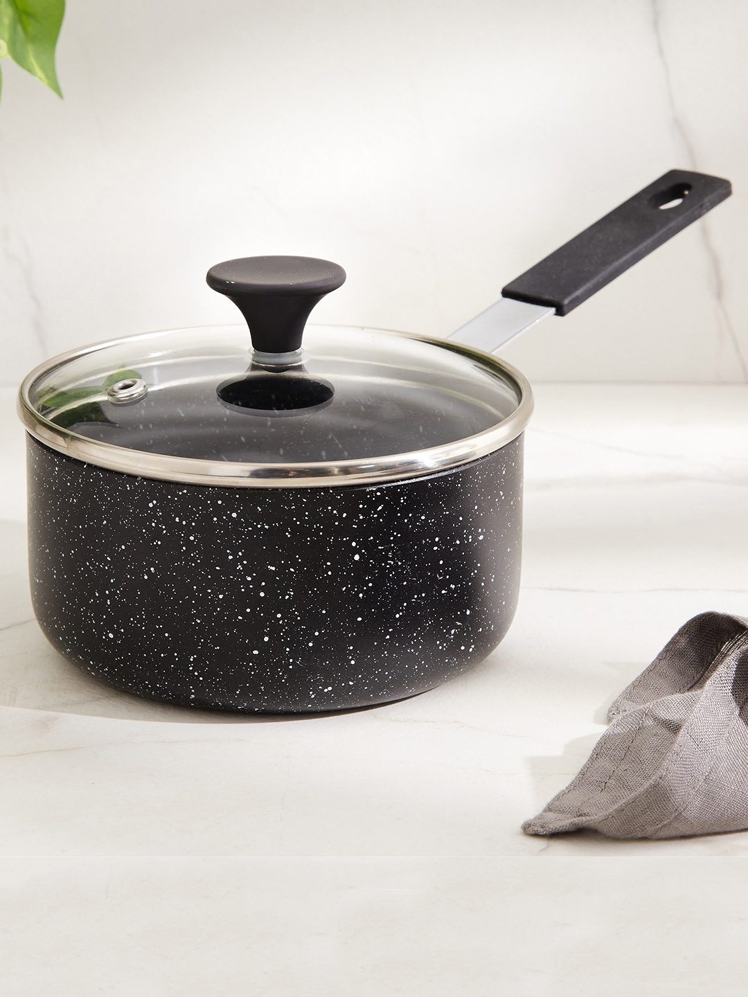 

Home Centre Chef Special Black Aluminium Mini Sauce Pan With Lid