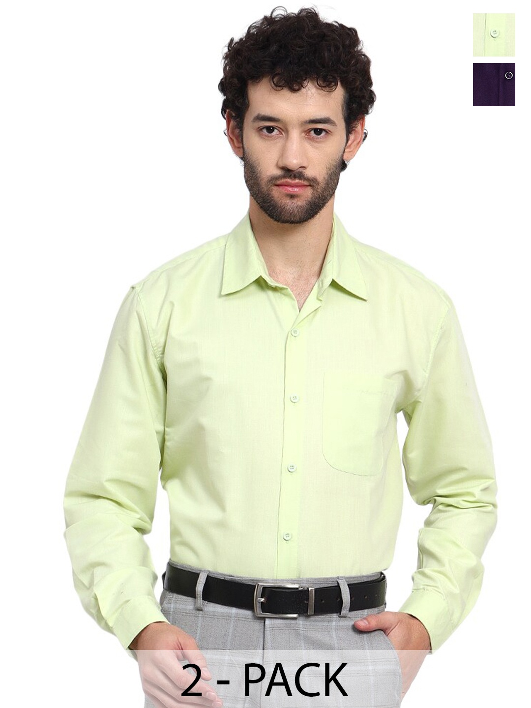 

Tee Projekt Pack of 2 Standard Spread Collar Formal Shirt, Green