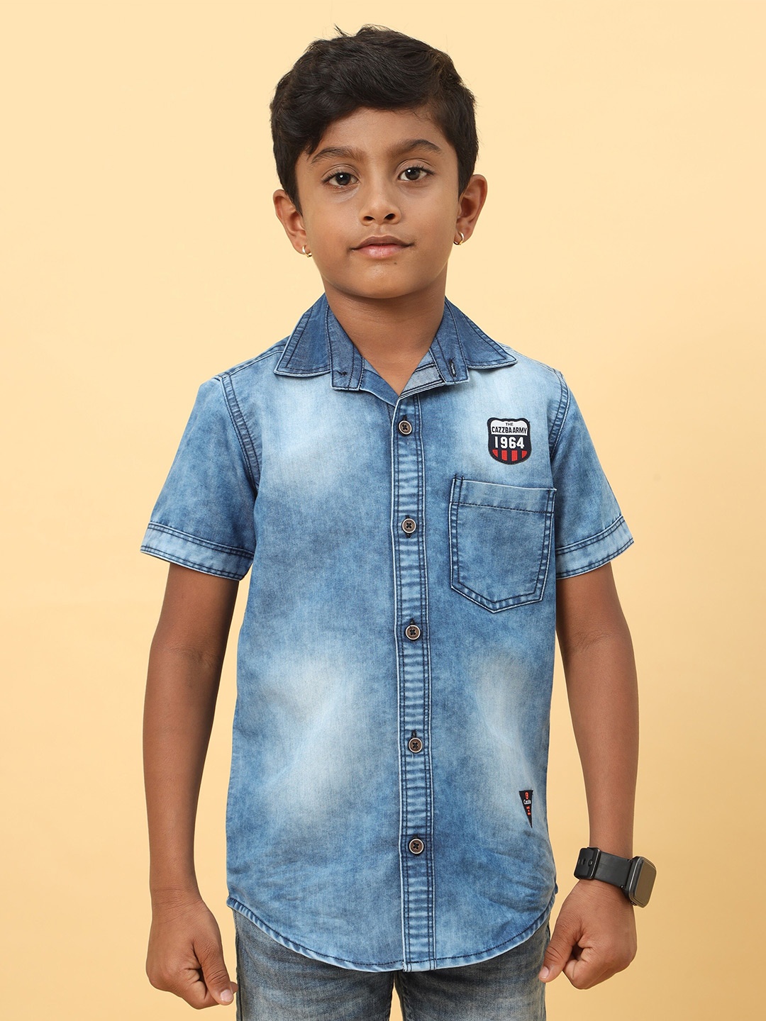 

CAZZBA Boys Faded Denim Casual Shirt, Blue