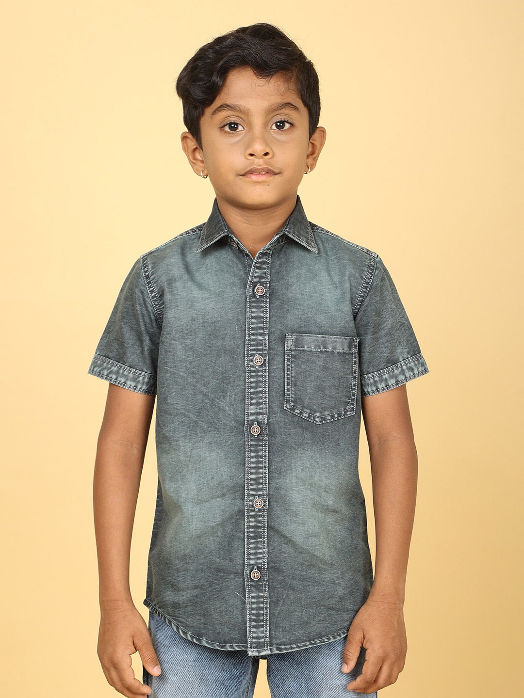 

CAZZBA Boys Faded Denim Casual Shirt, Grey
