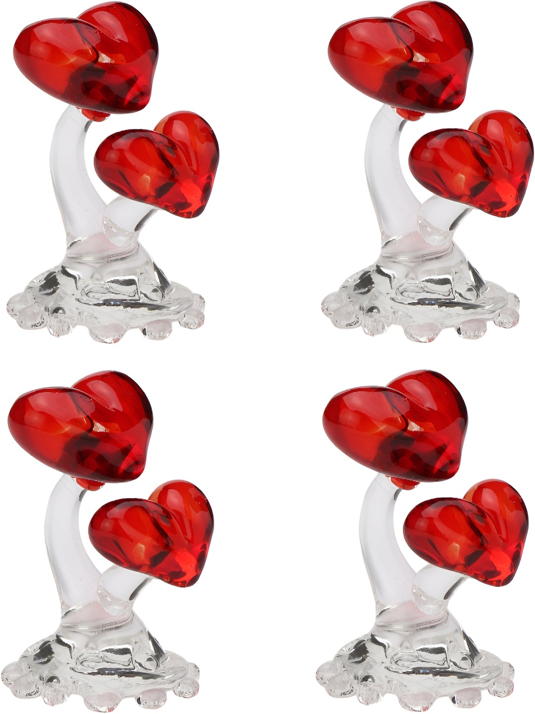 

Afast Transparent & Red 2 Pieces Heart Crystal Glass Showpiece
