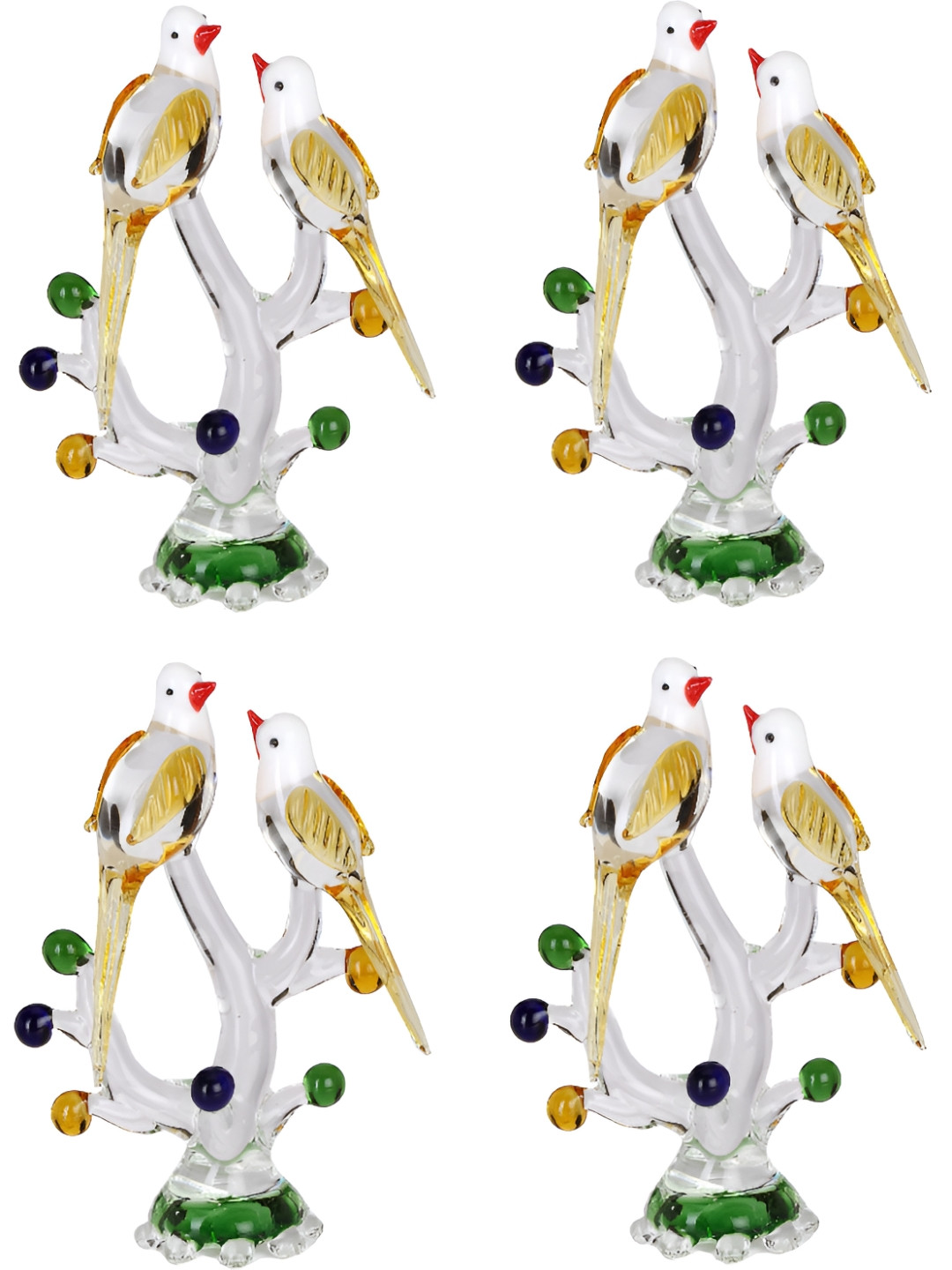 

Afast Transparent & Green Birds Crystal Glass Showpiece