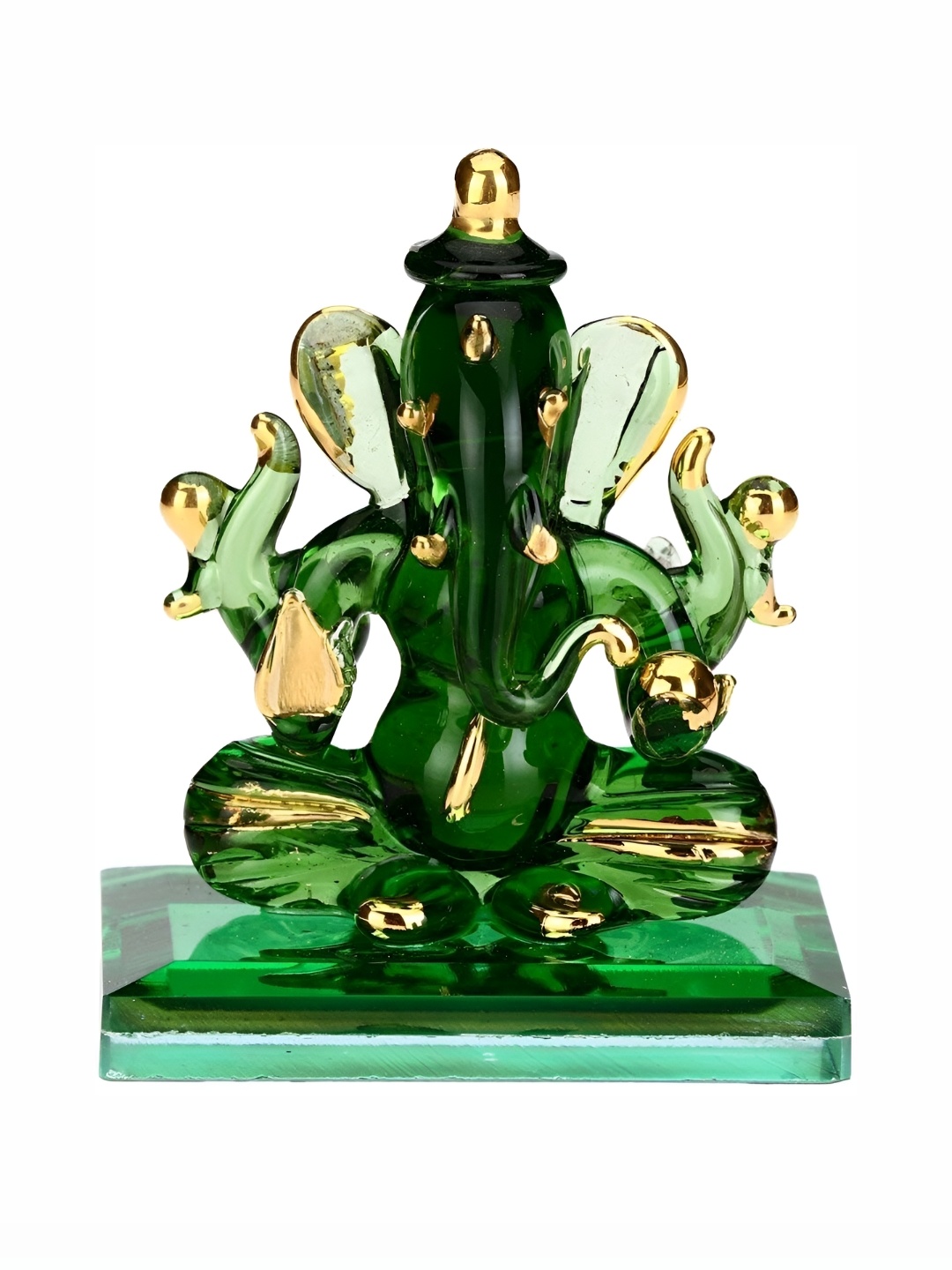 

Afast Fluorescent Green & Beige Glass Religious Idol Showpiece