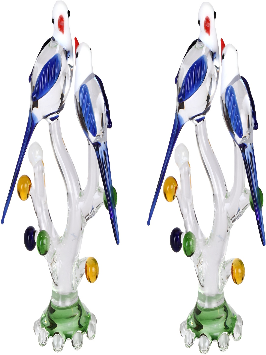 

Afast White & Blue 2 Pcs Glass Showpiece