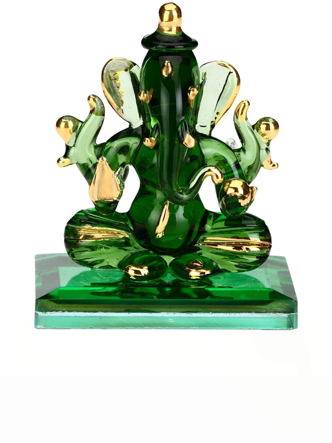 

Afast Green & Gold toned Glass Religious Idol Showpiece