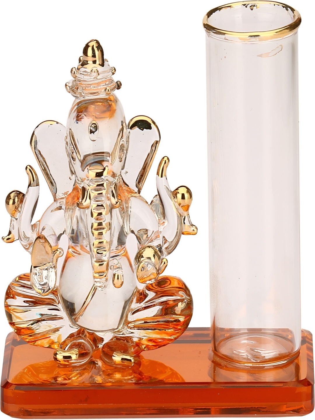 

Afast White & Orange Glass Religious Idol Showpiece