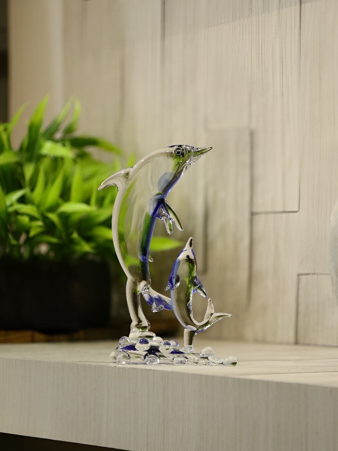 

Afast Transparent & Blue Crystal glass Decorative Showpiece