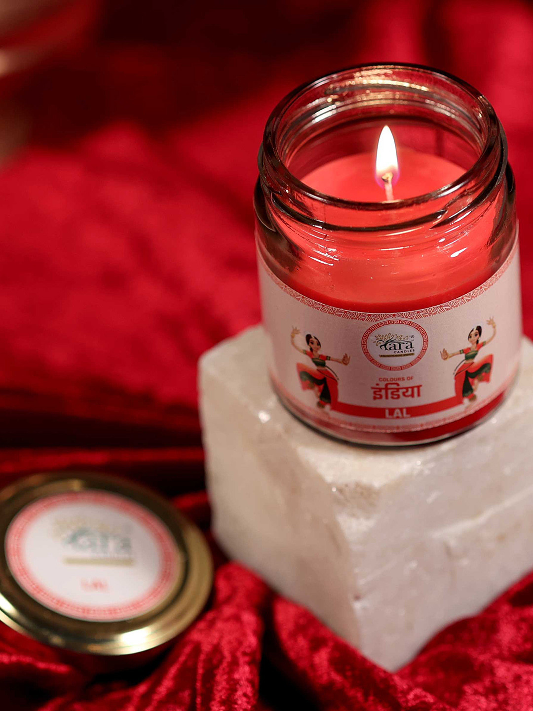 

Tara Enlightening World Lal Scented Candle with Lid, Red
