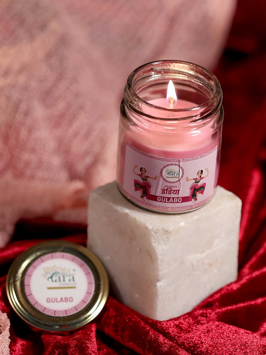 

Tara Enlightening World Gulabo Medium Container Screw Lid Candle, Pink