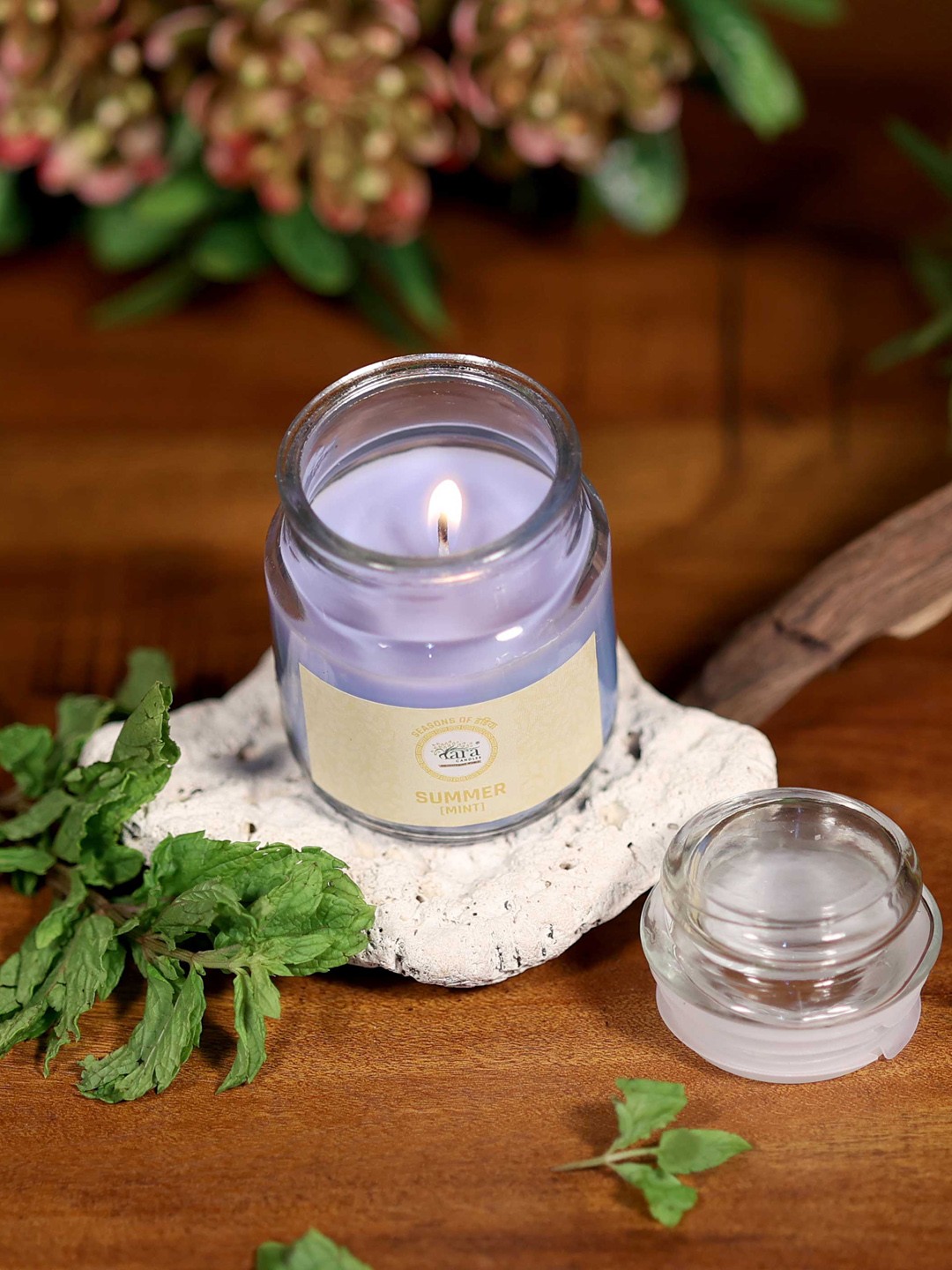 

Tara Enlightening World Mint Irish Glass Container Candle, Blue