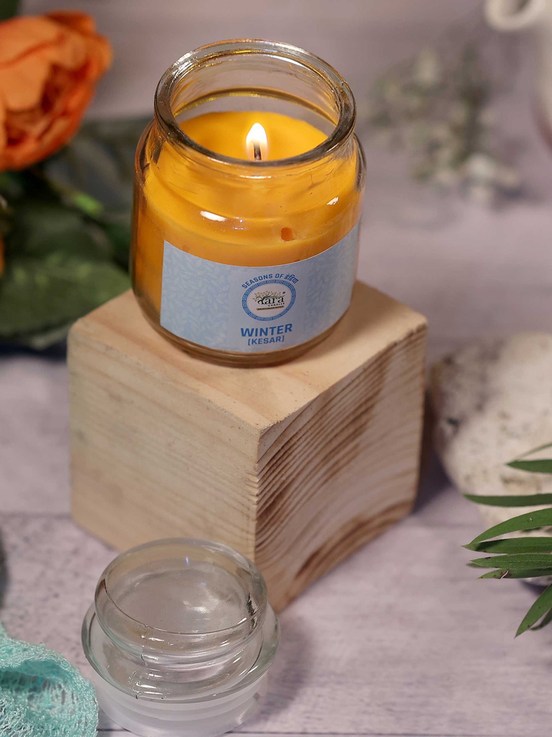 

Tara Enlightening World Kesar Irish Glass Scented Jar Candle, Orange