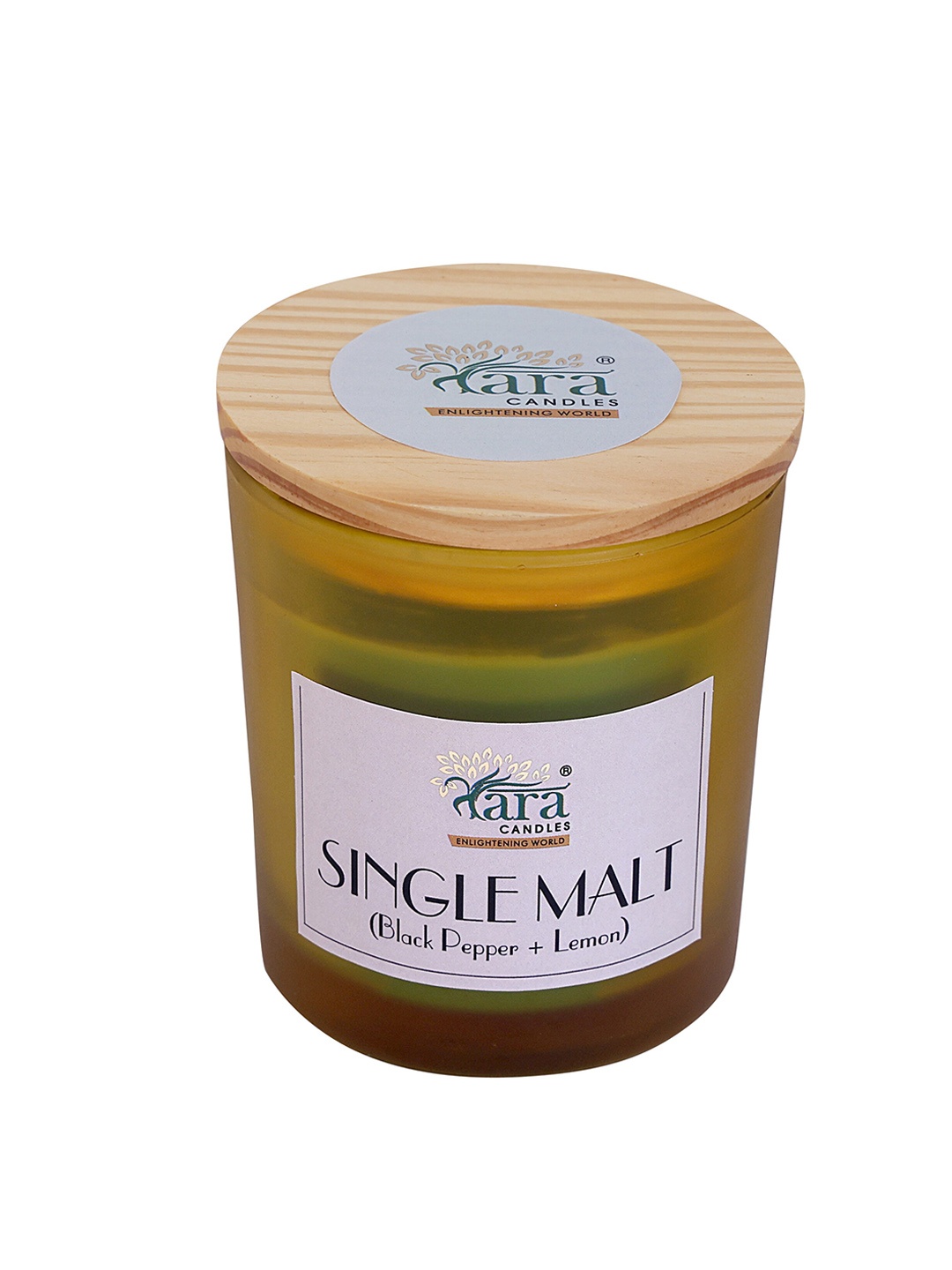 

Tara Enlightening World Single Malt Single Wick Frosted Glass Jar With Wooden Lid, Blue