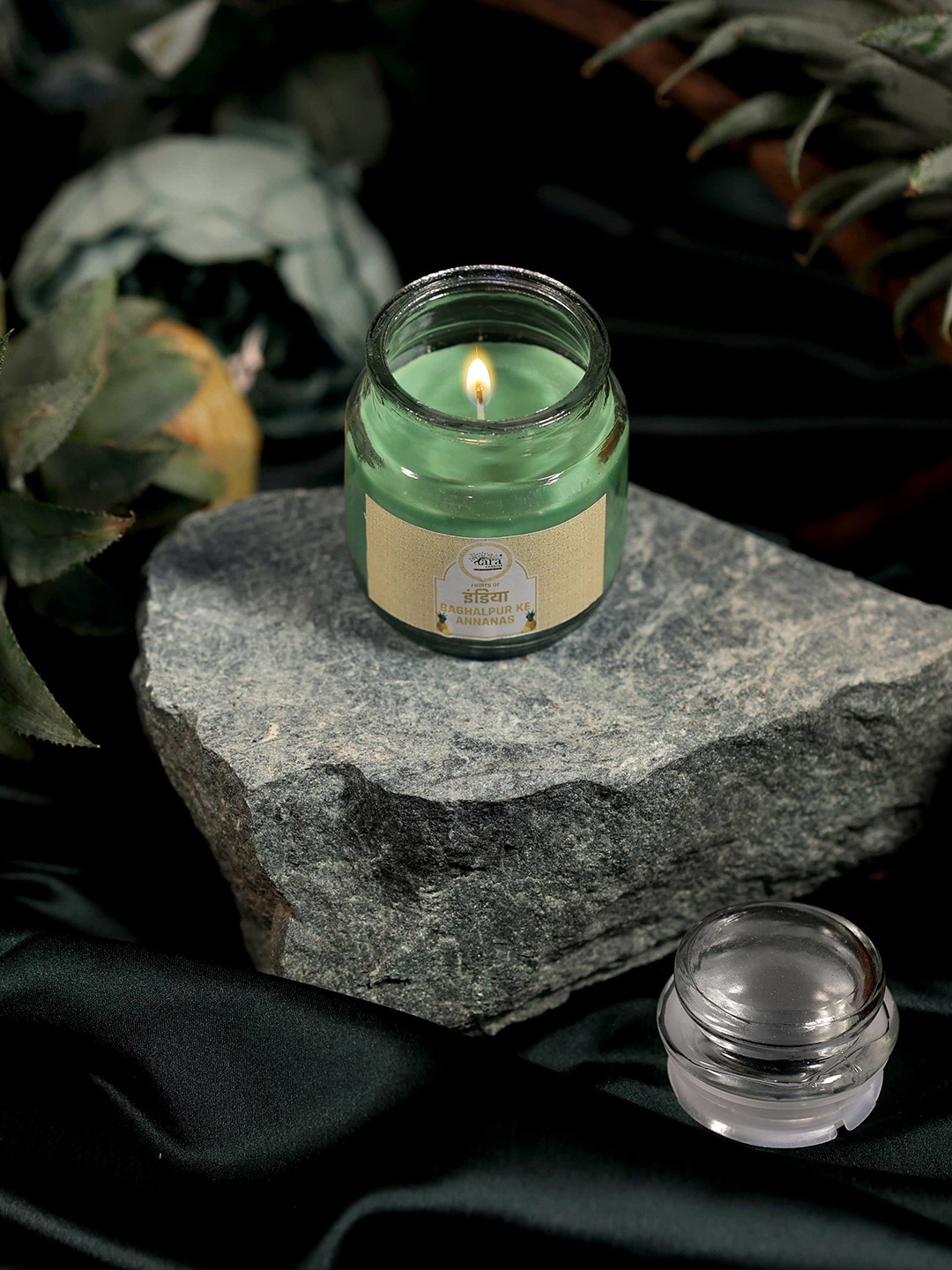 

Tara Enlightening World Bhagalpur Ke Annaras Irish Glass Container Candle, Green