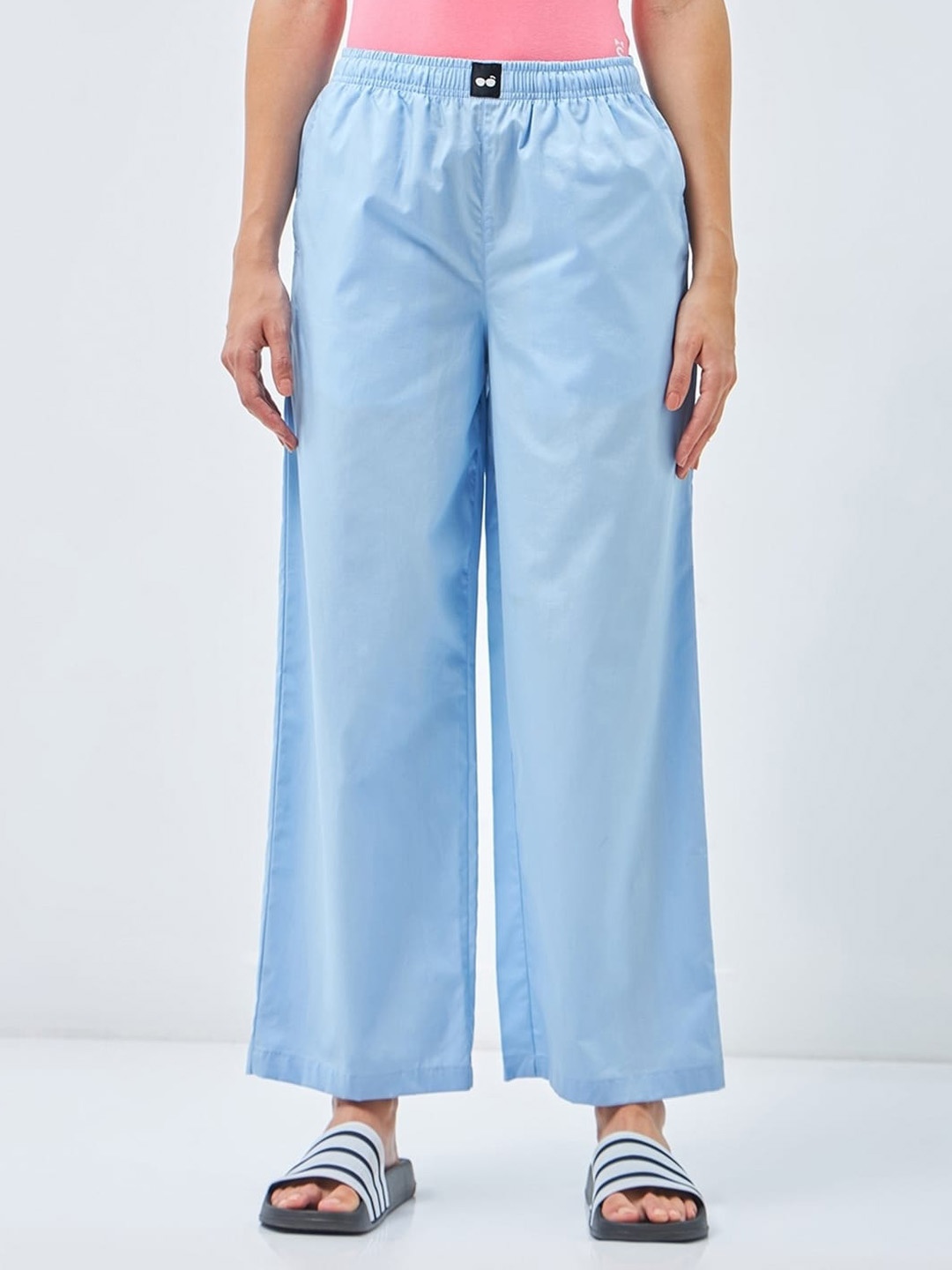 

Bewakoof Women Pure Cotton High Rise Lounge Pant, Blue