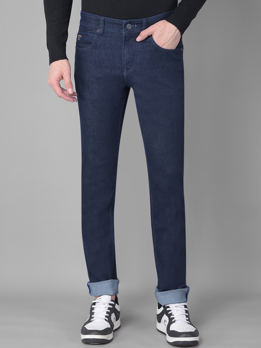 

American Archer Men Smart Slim Fit Low-Rise Stretchable Jeans, Blue