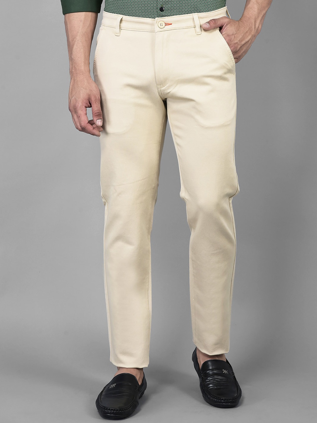 

American Archer Men Smart Slim Fit Wrinkle Free Chinos Trousers, Beige