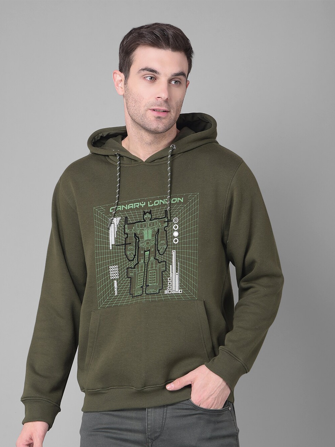 

Canary London Graphic Printed Hooded Sweatshirt, Olive