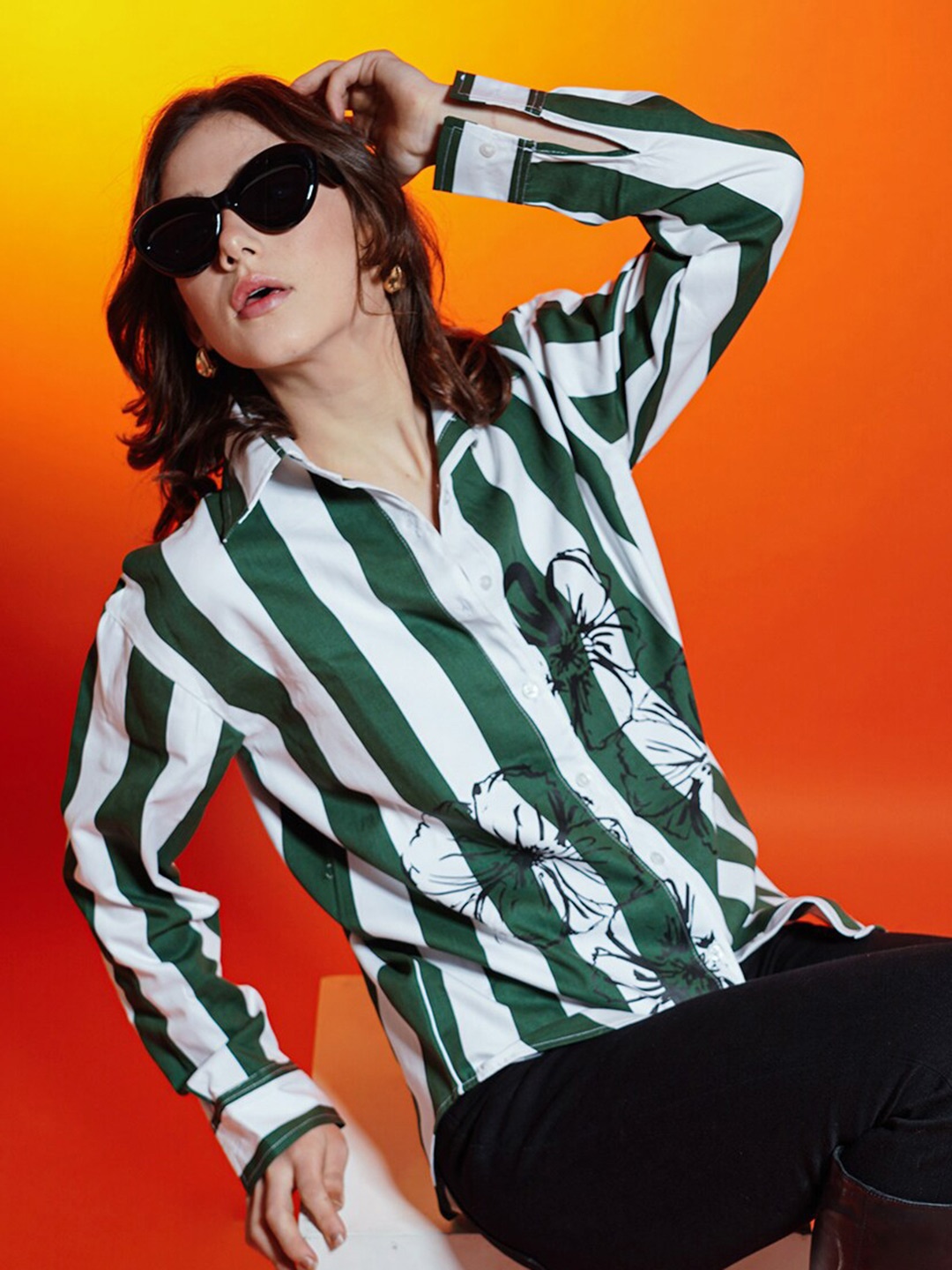 

Stylecast X Hersheinbox Vertical Striped Pure Cotton Casual Shirt, White