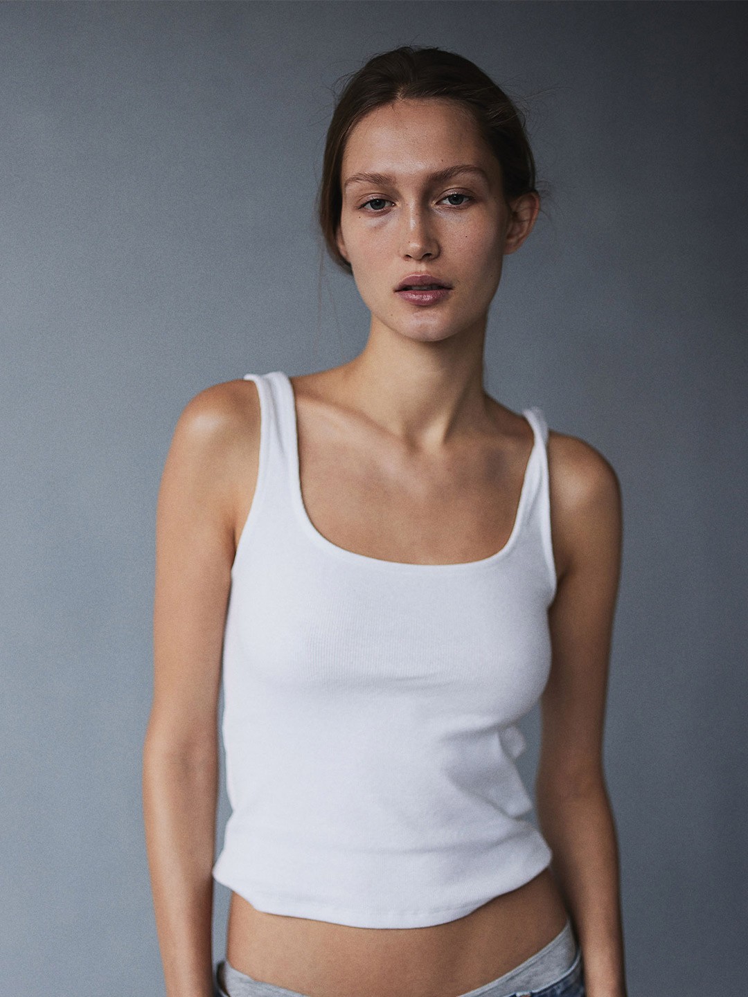 

H&M Ribbed Vest Top, White