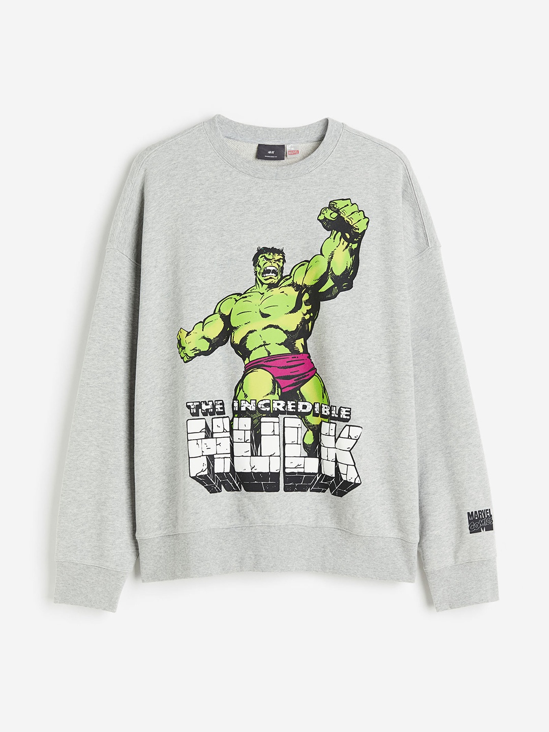 

H&M Men Pure Cotton Oversized Fit Printed Sweatshirt, Grey