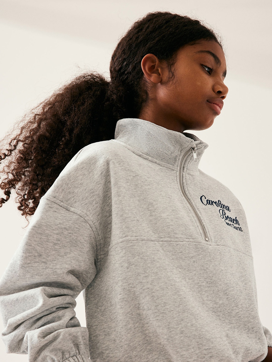 H&M Girls Oversized Zip-Top Sweatshirt, Grey