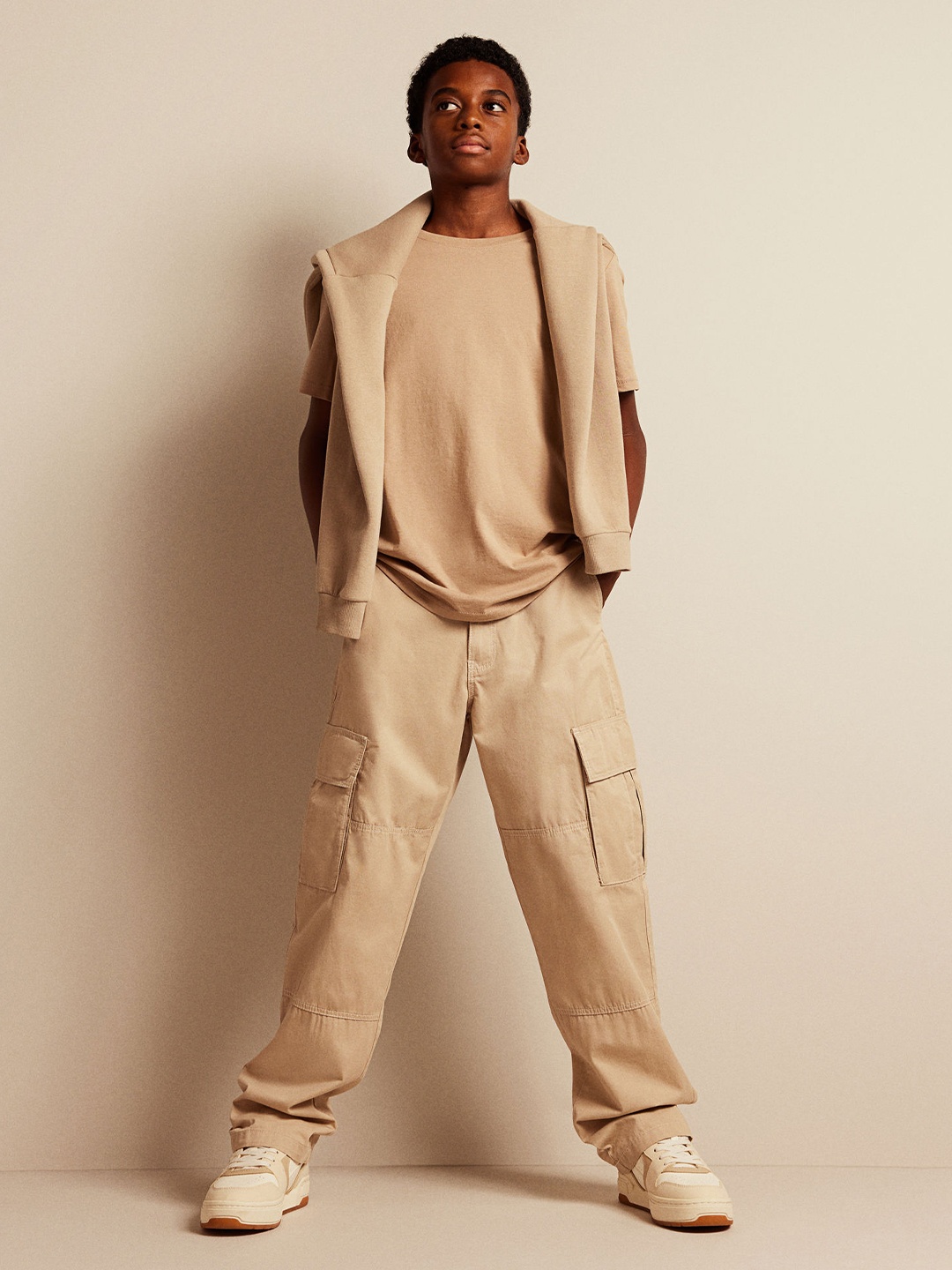 

H&M Boys Pure Cotton T-shirt, Beige