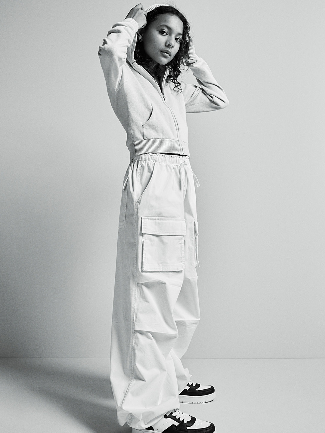 

H&M Girls Parachute Trousers, White