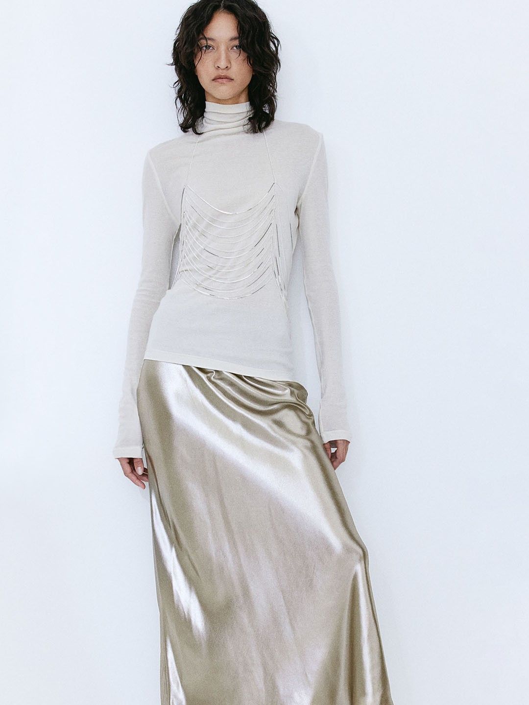

H&M Satin Maxi Skirt, Silver