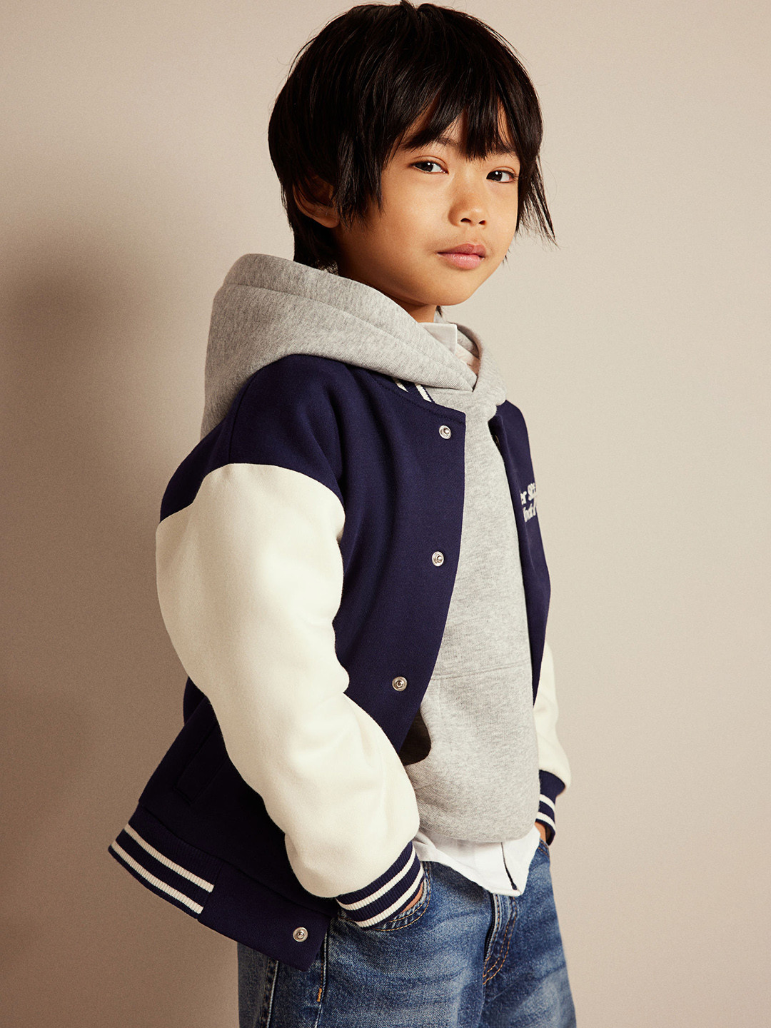 

H&M Boys Appliqud Baseball Jacket, Navy blue