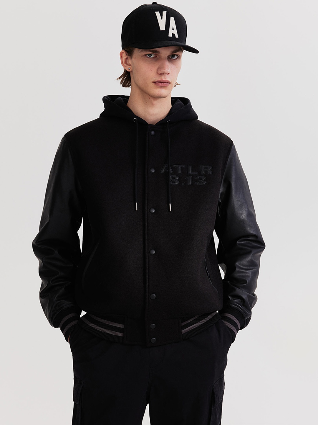 

H&M Hooded Bomber Jacket, Black