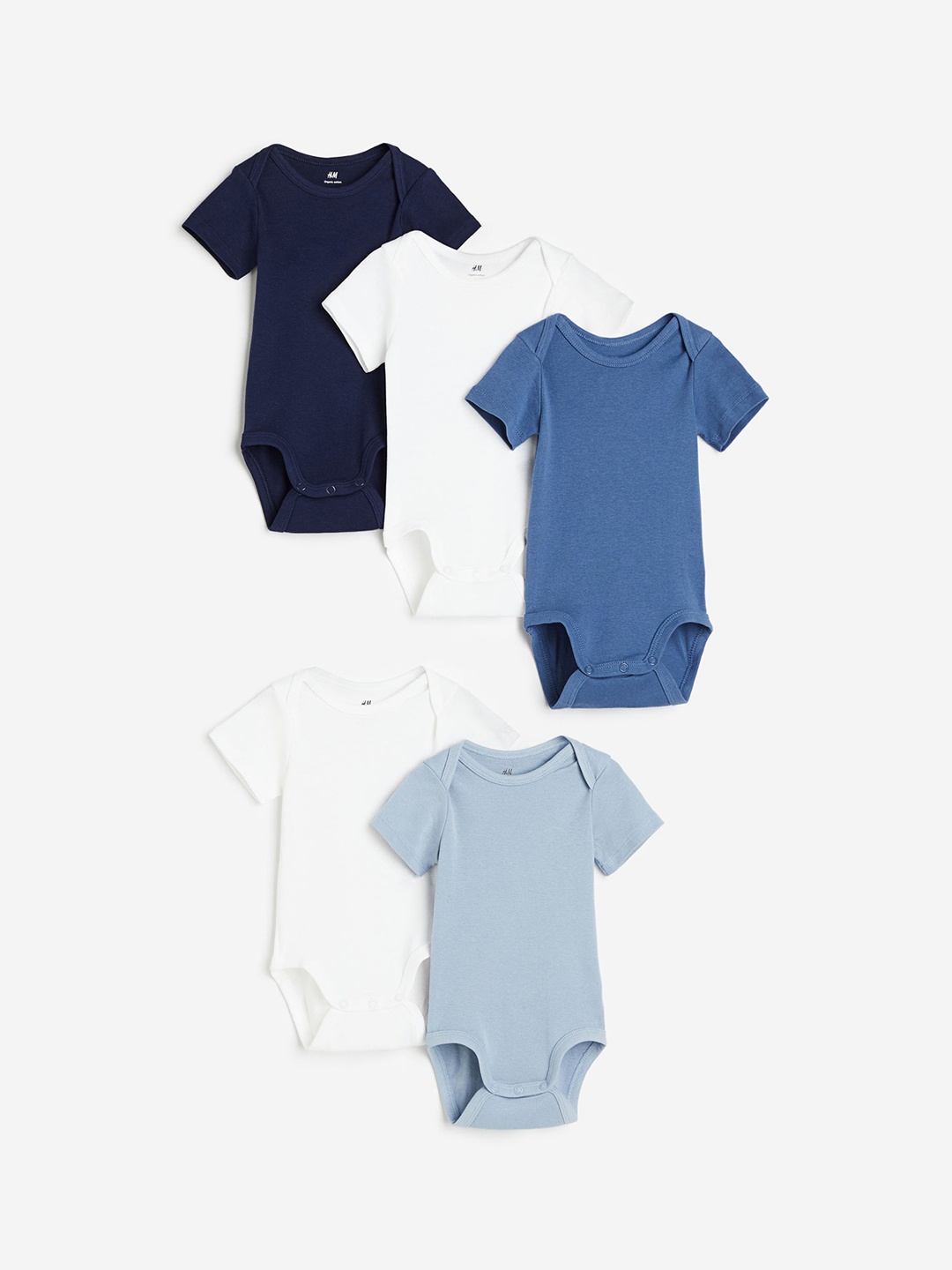 

H&M Boys 5-Pack Cotton Bodysuits, Blue