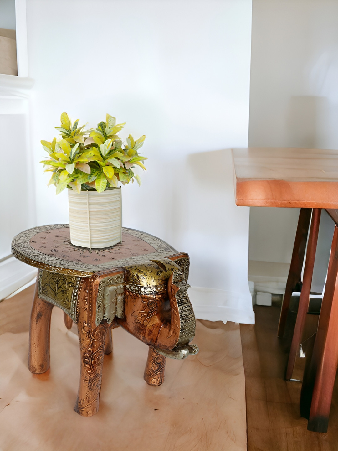 

THE COCOTIER Brown Wooden Elephant Shape Stool