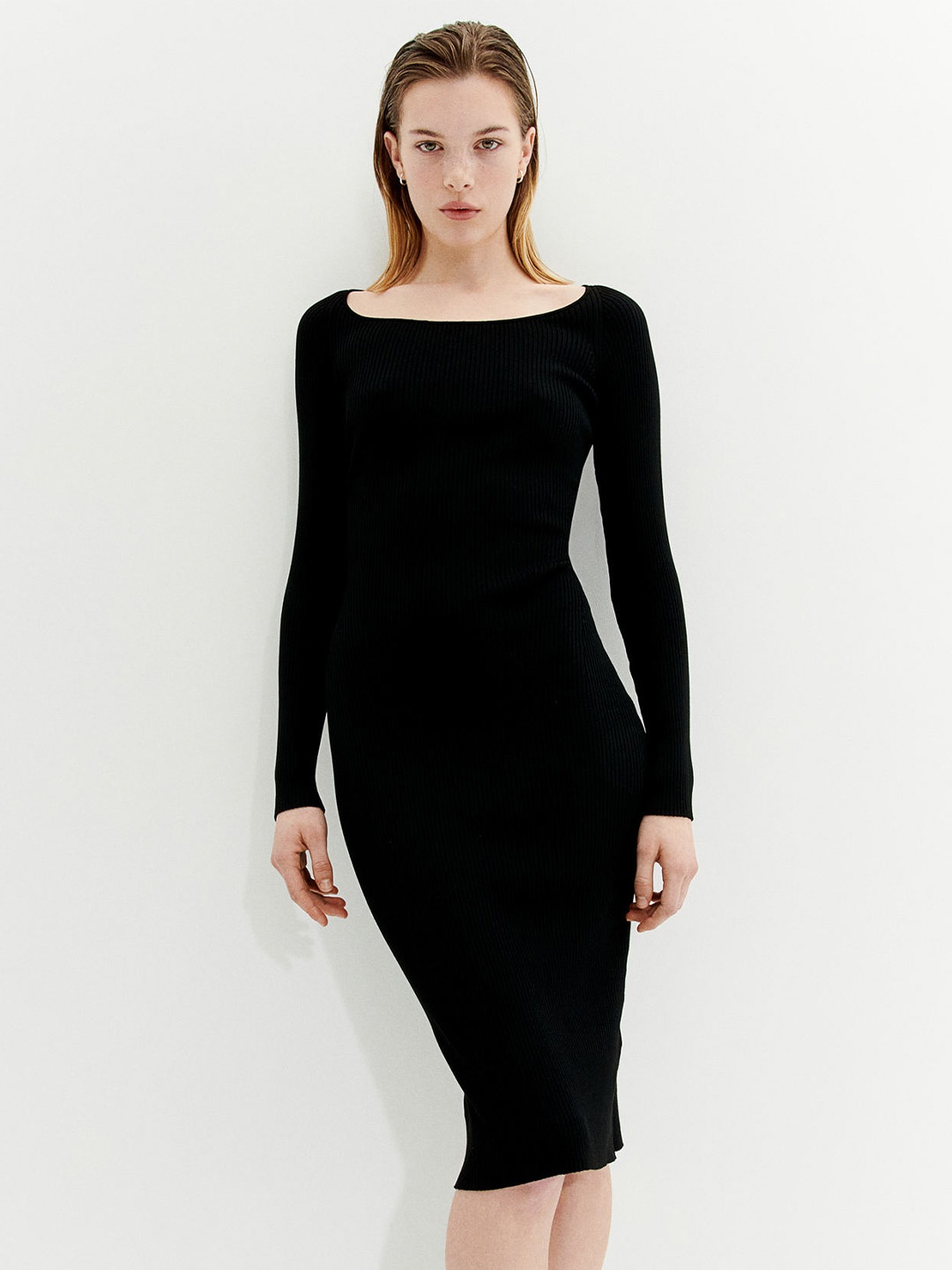 

H&M Rib-Knit Bodycon Dress, Black
