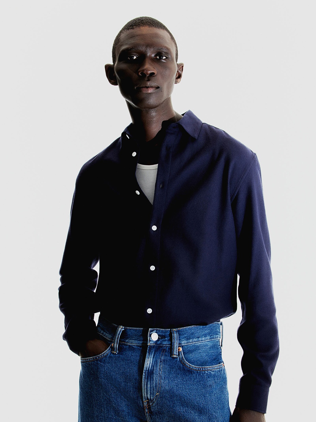 

H&M Pure Cotton Regular Fit Flannel Shirt, Blue