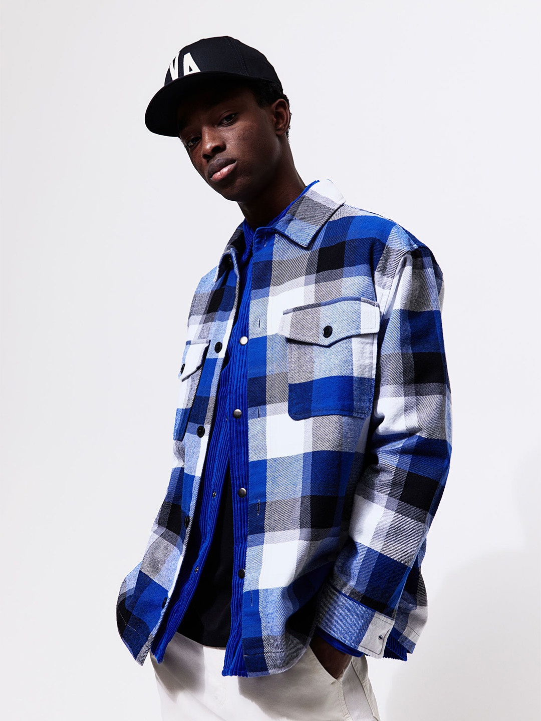 

H&M Loose Fit Twill Overshirt, Blue