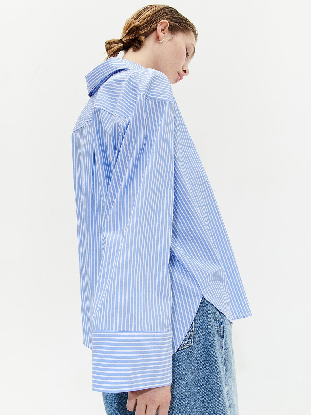 H&M Oversized Pure Cotton Shirt, Blue