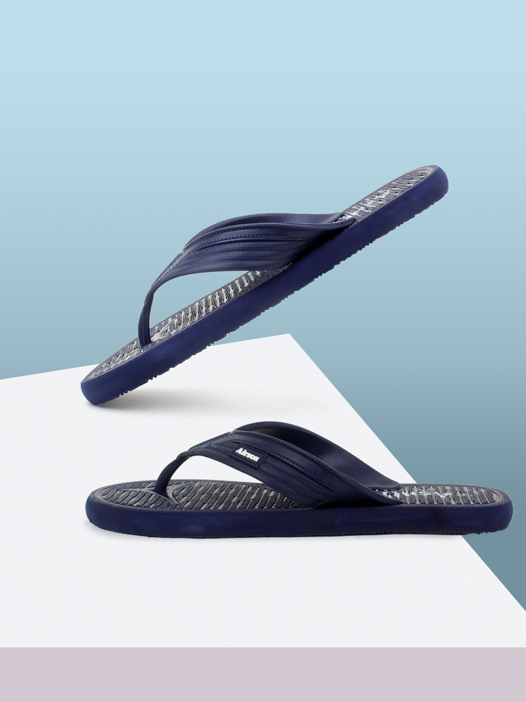 

Airson Men Textured Thong Flip-Flops, Navy blue