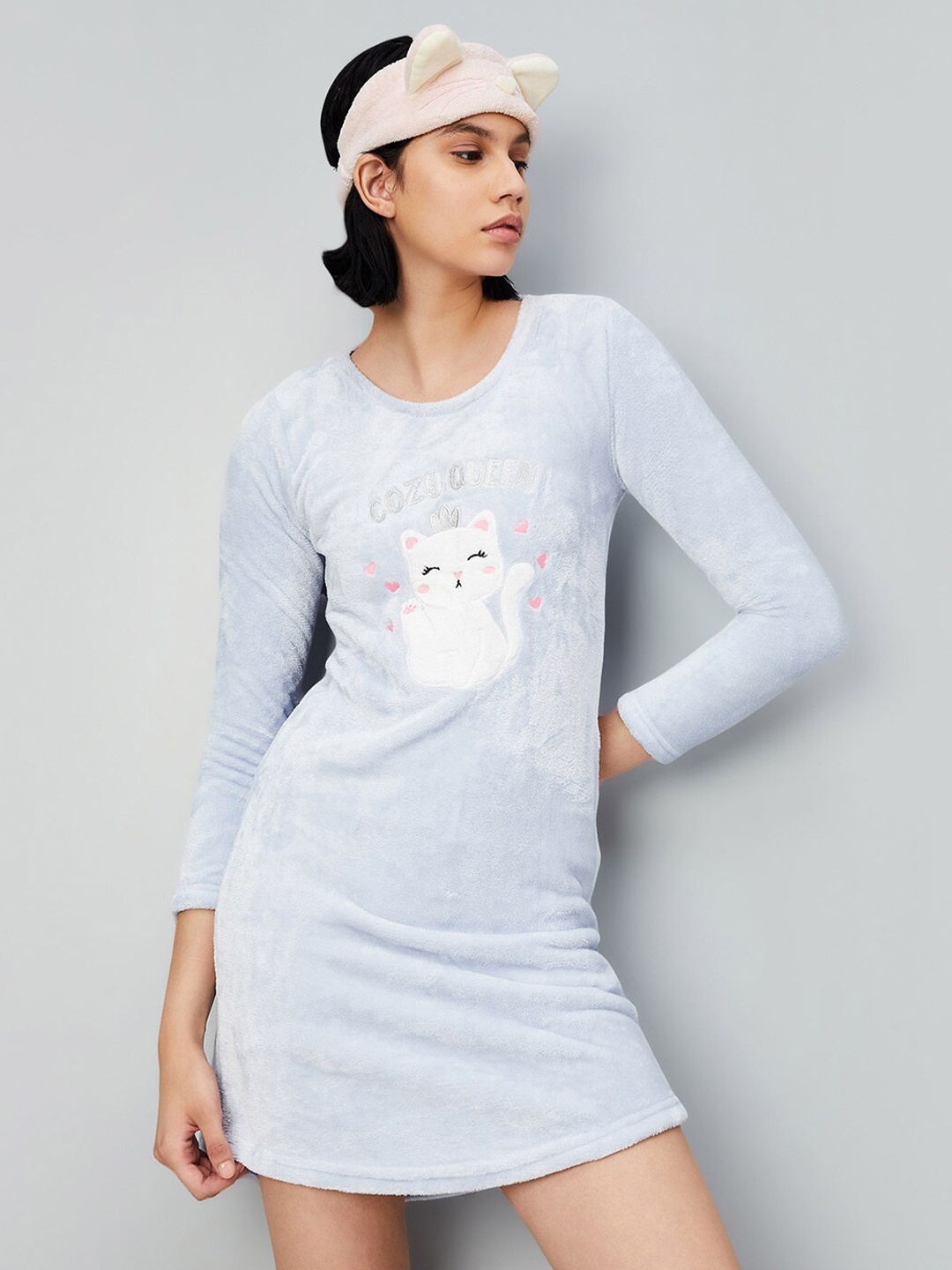 

max Graphic Printed Nightdress, Blue