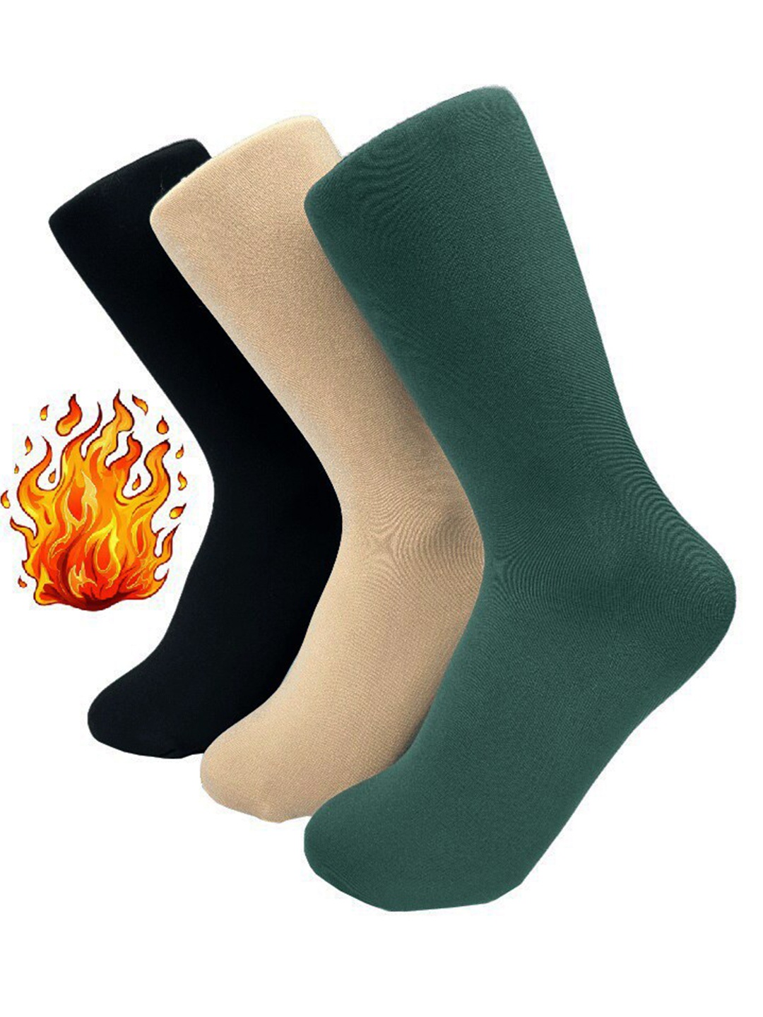 

Alexvyan Women Pack Of 3 Calf-Length Socks, Green