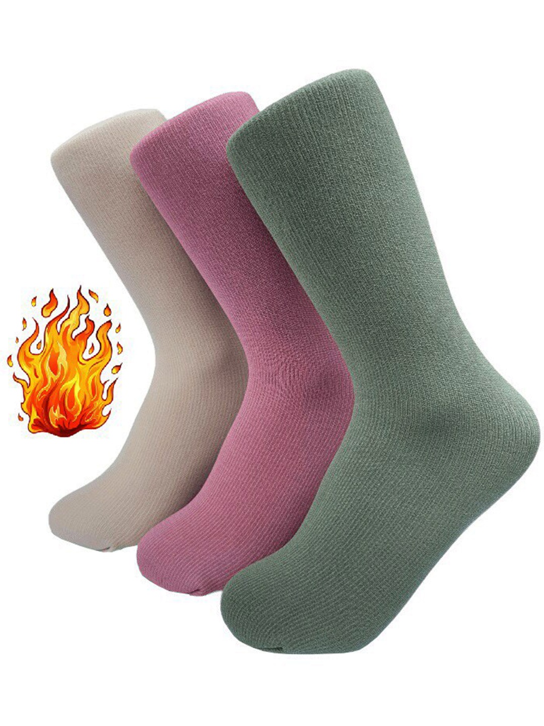 

Alexvyan Women Pack Of 3 Calf-Length Socks, Green