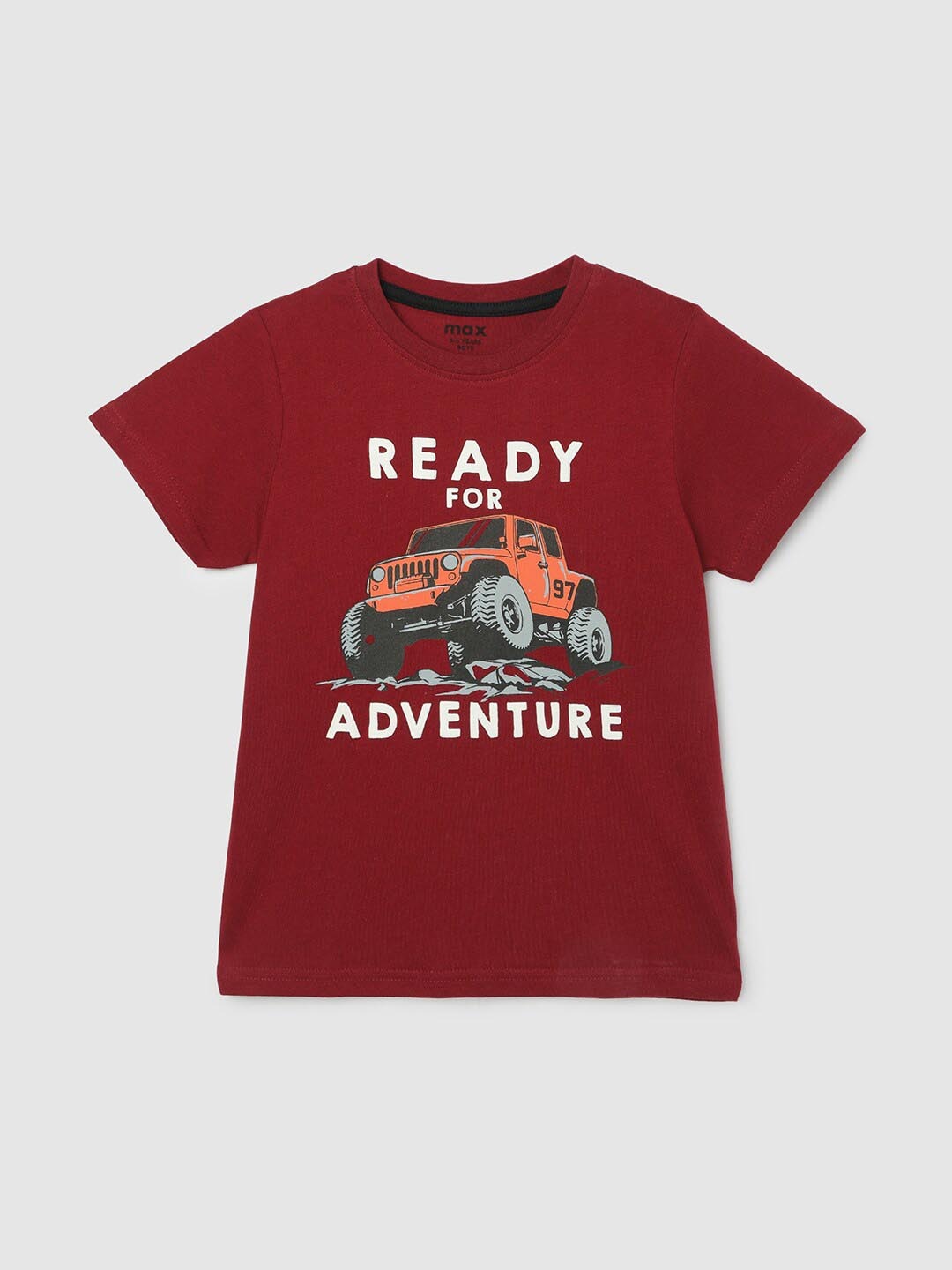 

max Boys Graphic Printed Regular Fit Pure Cotton T-shirt, Red