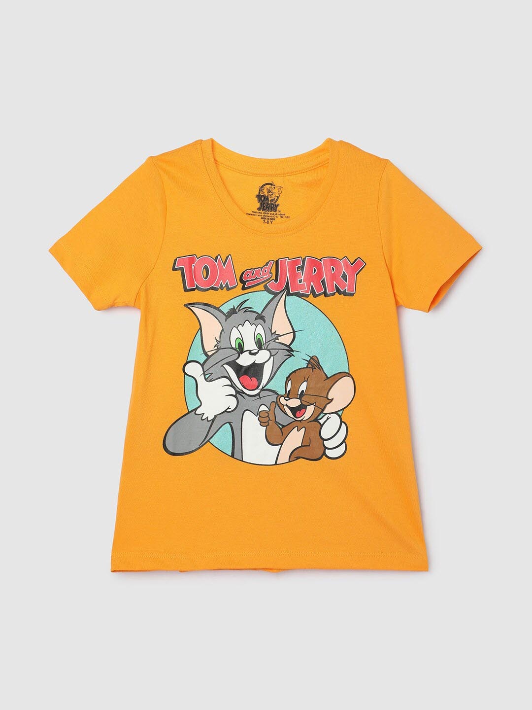 

max Girls Tom and Jerry Printed Regular Fit Pure Cotton T-shirt, Orange