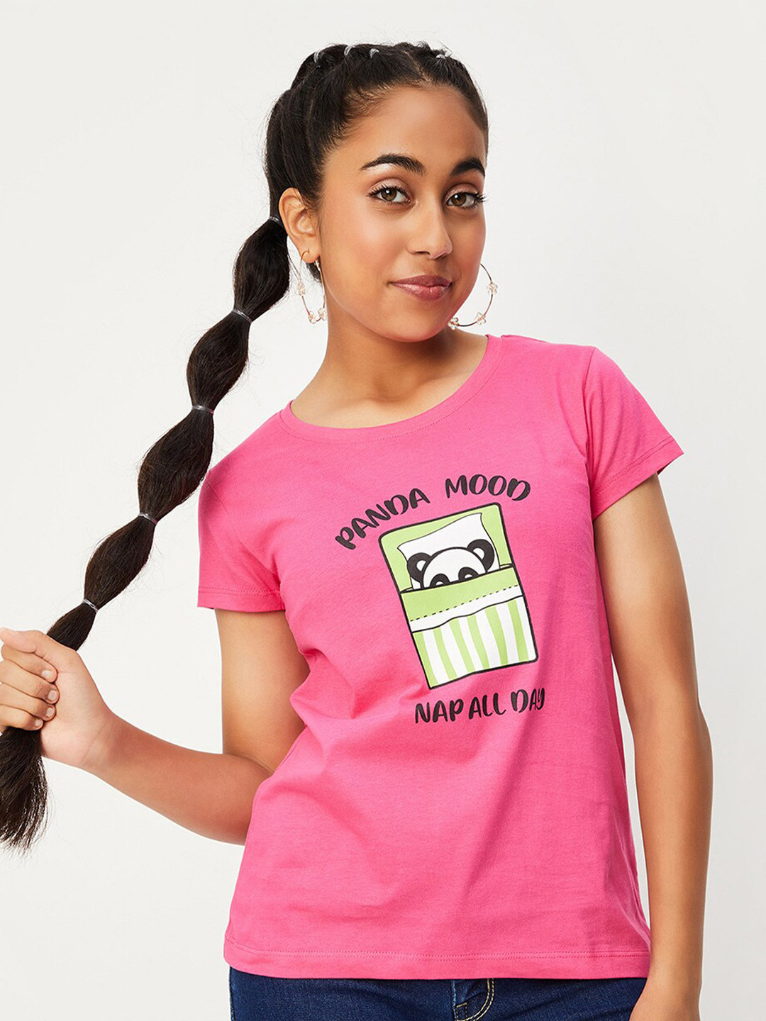 

max Girls Graphic Printed Pure Cotton T-shirt, Fuchsia