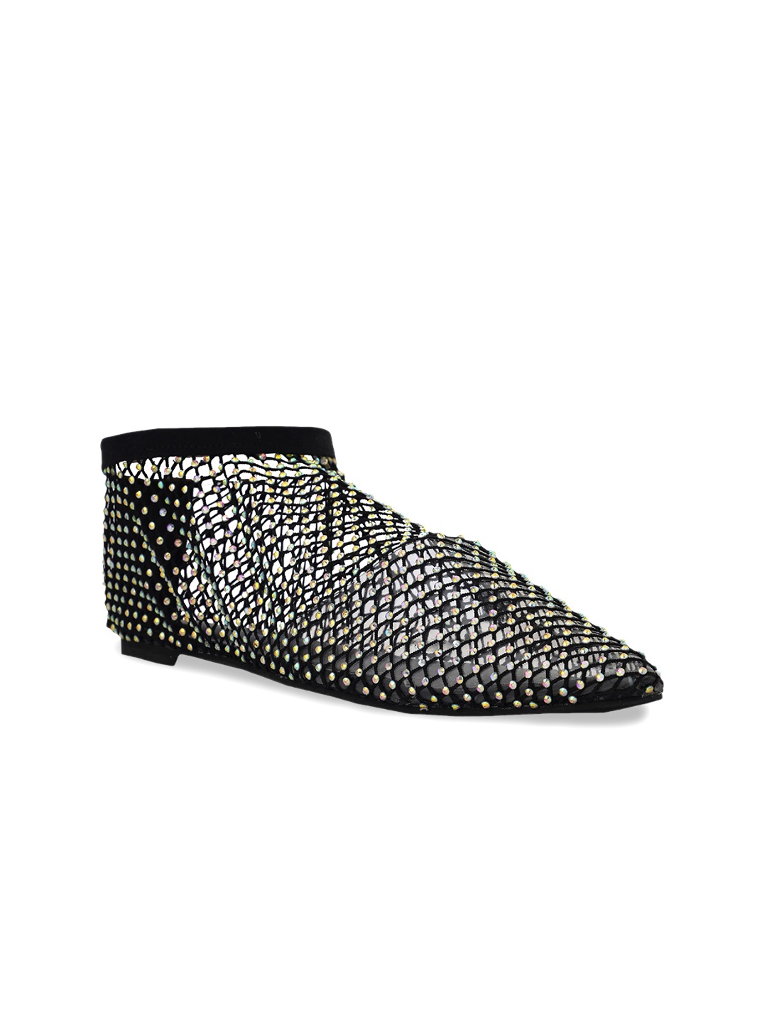 

ZORI WORLD Women Embellished Pointed Toe Ballerinas Flats, Black